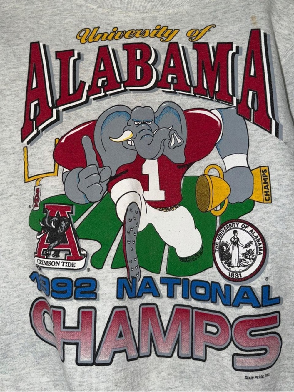 Vintage 90s University of Alabama 1992 National Champions football sweatshirt